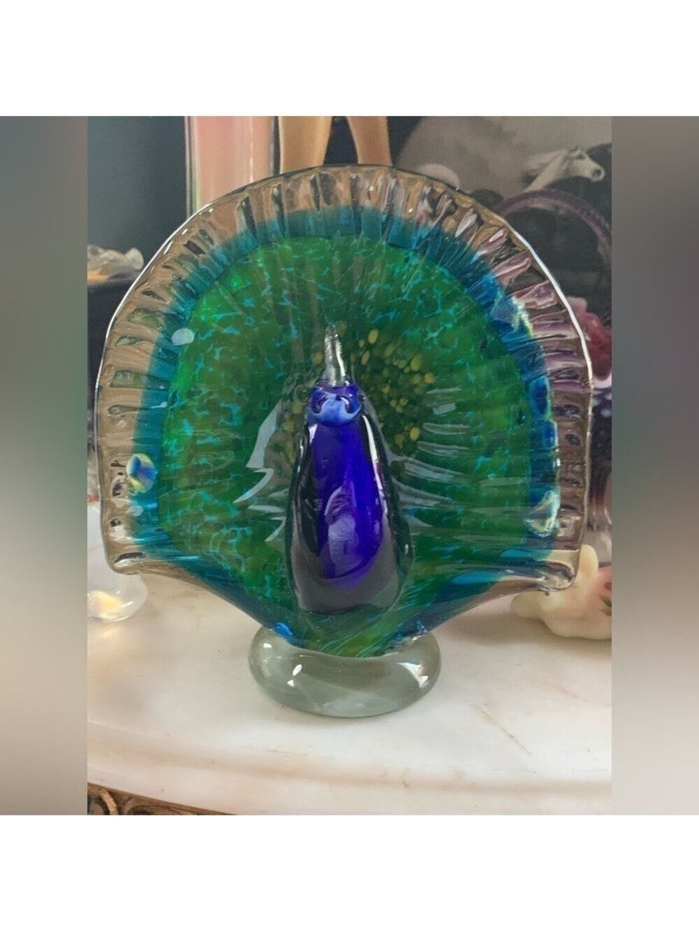 Vintage Heavy Peacock Paperweight